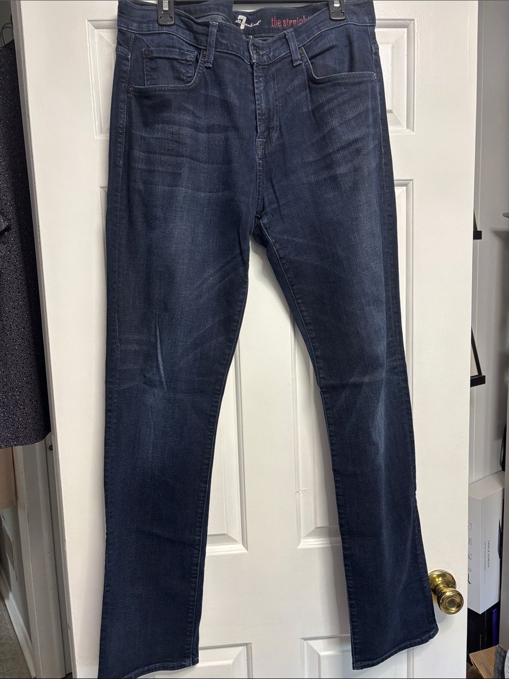7 For All Mankind The Straight Men’s Jeans Size 34 Dark Wash Stretch
